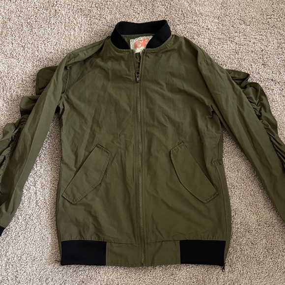 Gianni Bini Jackets & Blazers - Gianni Bini Khaki Bomber Jacket with Black Trim